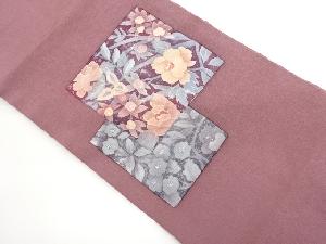 縮緬地色紙に草花模様名古屋帯